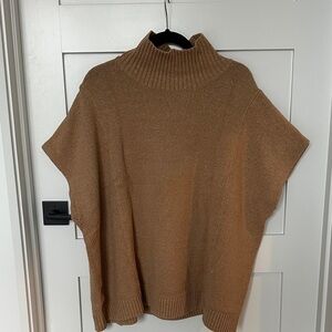 Lou & Grey Camel Turtleneck Poncho Sweater